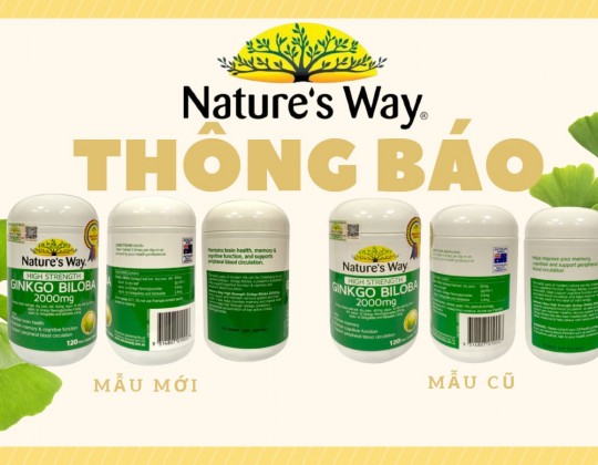 Thông báo: Thay đổi bao bì sản phẩm Nature’s Way Ginkgo Biloba 2000mg