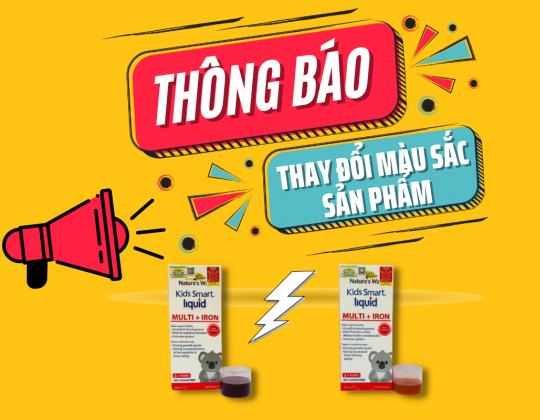 Thông báo: Thay đổi màu sản phẩm Nature's Way Kids Smart LIQUID MULTI + IRON