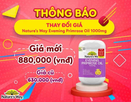 Thông báo điều chỉnh giá sản phẩm Nature's Way Evening Primrose Oil 1000mg