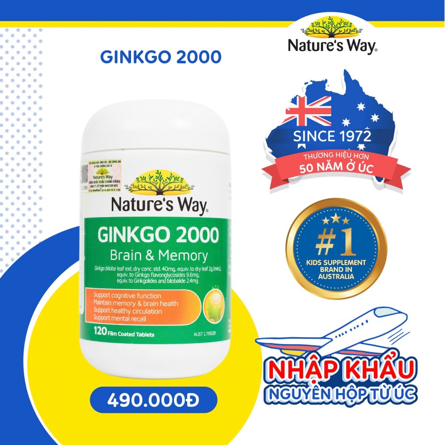 Nature’s Way Ginkgo 2000 Brain & Memory - Viên uống hỗ trợ tăng cường trí nhớ