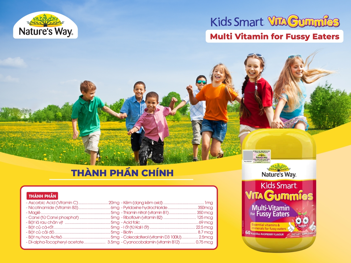 Vita Gummies Multi Vitamin For Fussy Eaters - Kích thích ăn ngon, hỗ trợ hệ tiêu hóa cho trẻ